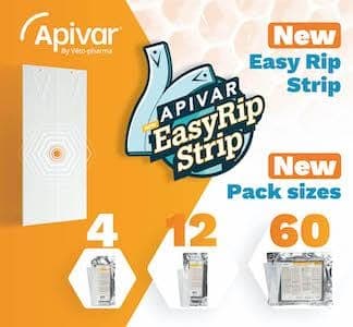 Apivar by Véto-pharma: new Easy Rip Strip, new pack sizes 4, 12 and 60 (opens in a new tab)